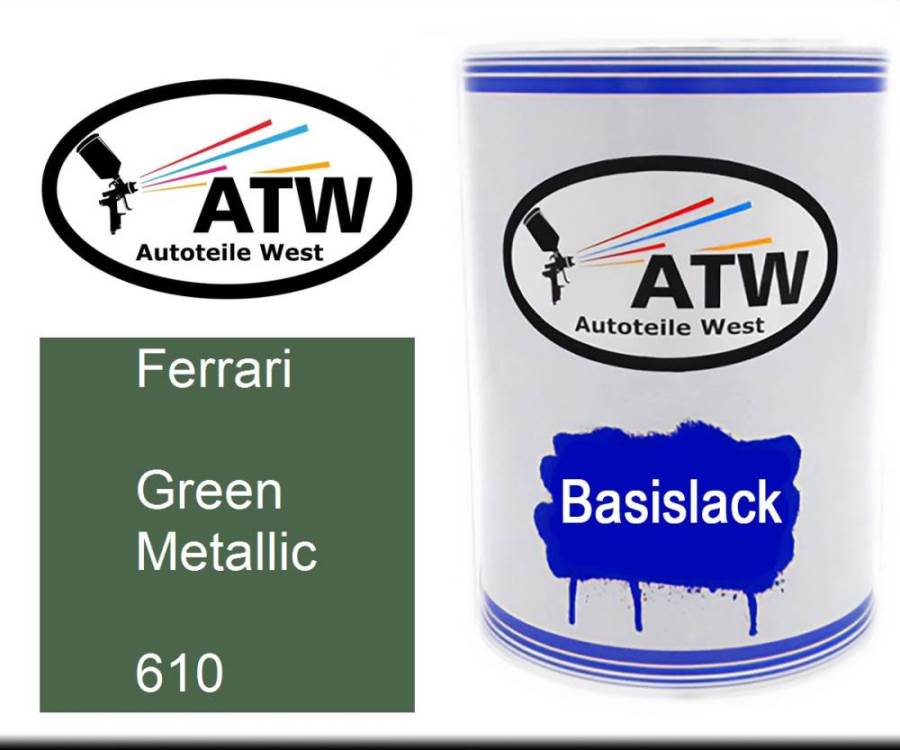 Ferrari, Green Metallic, 610: 500ml Lackdose, von ATW Autoteile West.